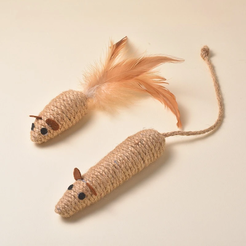 Brinquedo de Sisal para Gatos com Pena e Formato de Rato - Image 5