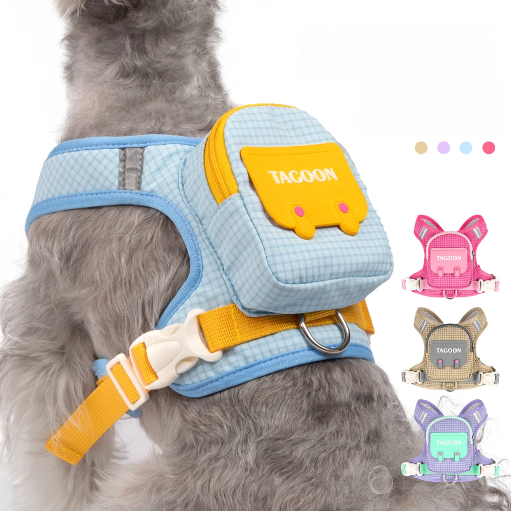 mochila peitoral para cães com estampa xadrez