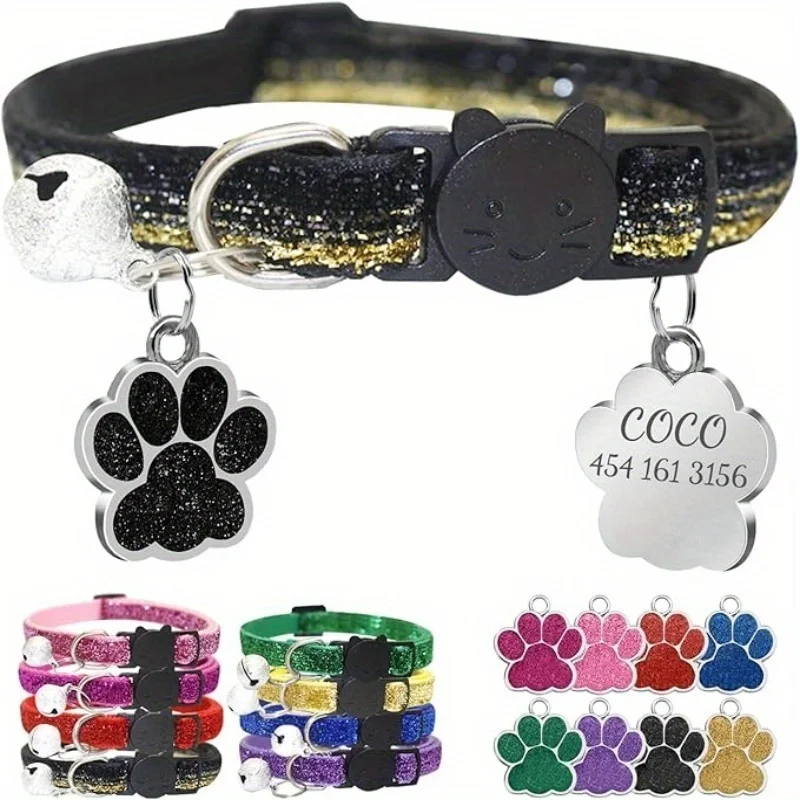 Coleira para Gato Personalizada Brilhante com Placa de Pata - Imagem 5