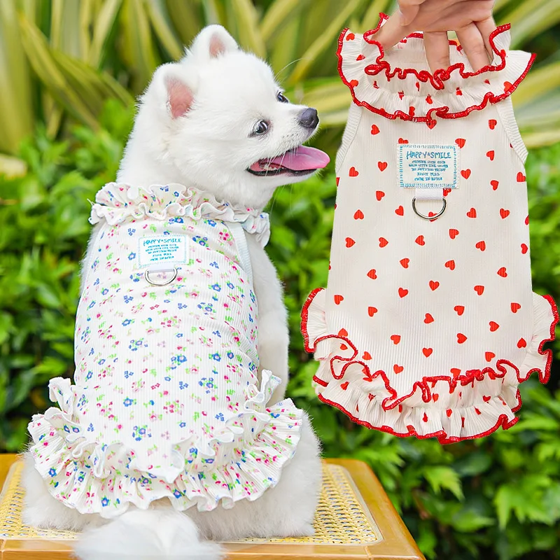 vestido floral para cães e gatos pequenos