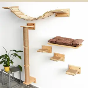 prateleira de parede para gatos de madeira