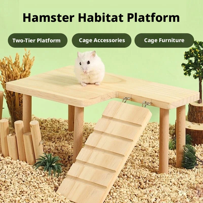Plataforma de Madeira para Hamster com Escada para Gaiola - Imagem 2