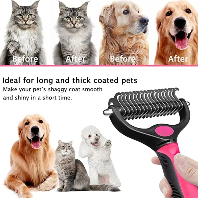Escova para Pets Dupla Face para Desembaraçar e Remover Pelos - Imagem 5