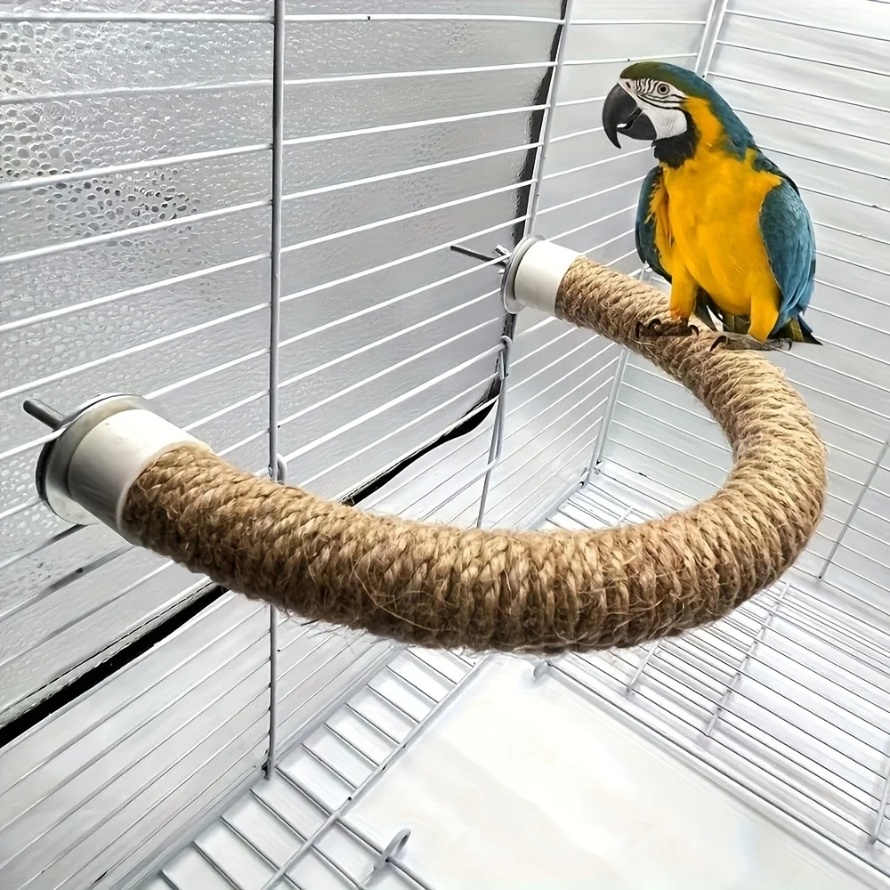 Poleiro de Sisal para Pássaros em U, Brinquedo Dobrável para Gaiola - Imagem 4