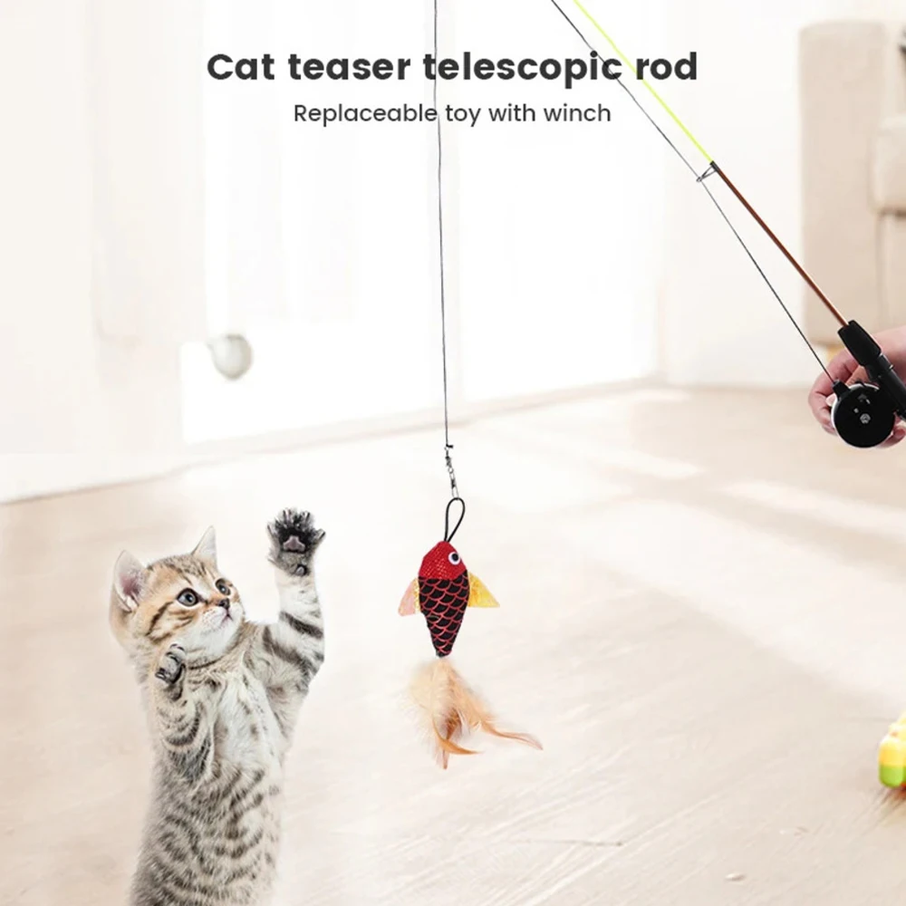 Vara de Pesca Retrátil para Gatos com Peixe para Interação - Imagem 2