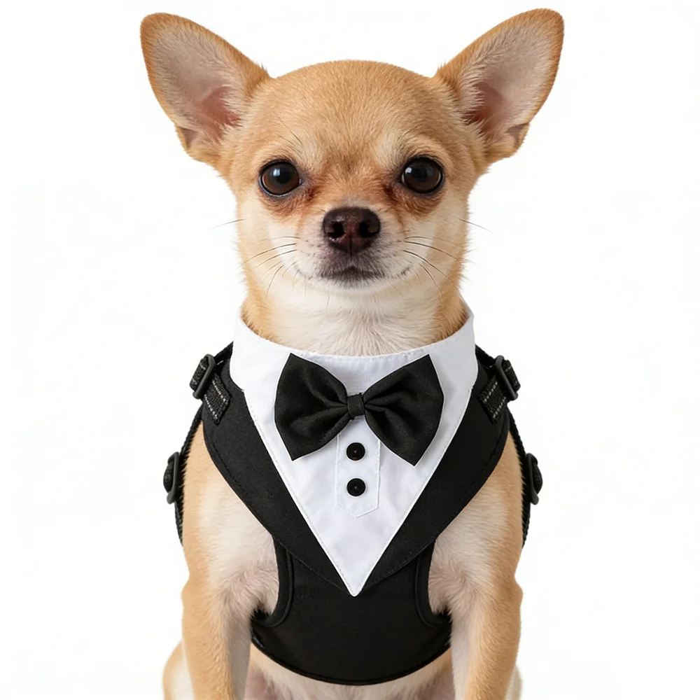 Smoking para Cães Médios Colete Formal Preto Tamanho XL - Imagem 4