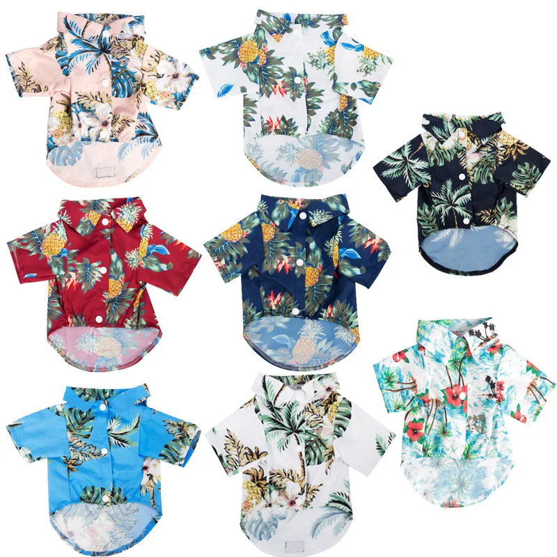 Camisa Havaiana para Cães de Chiffon com Estampa de Folhas - Image 3