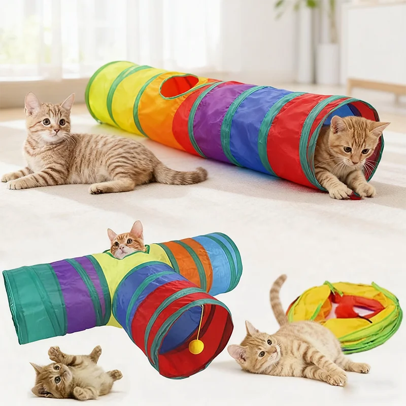 Túnel Labirinto Dobrável para Gatos de Poliéster Interativo - Imagem 2