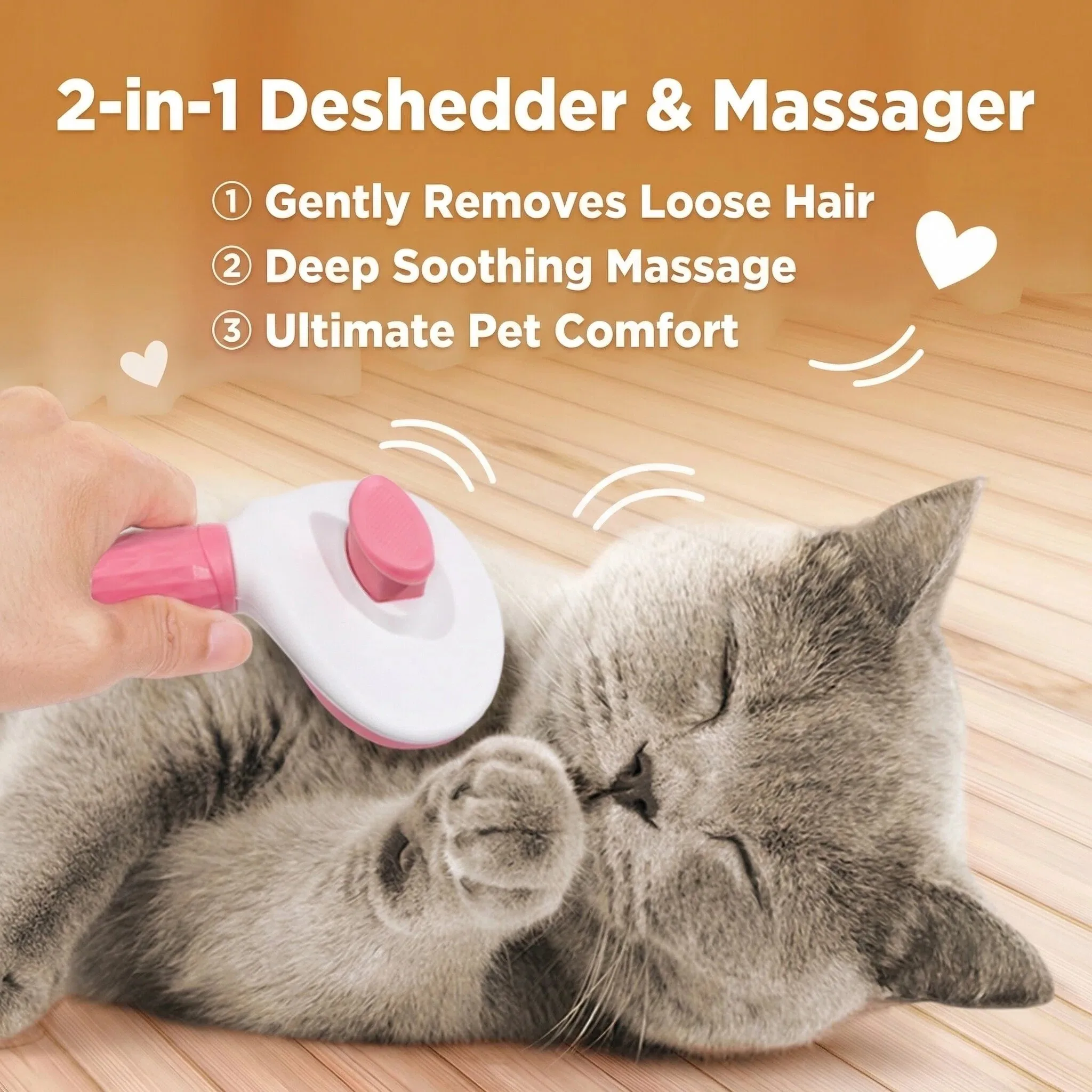Escova Removedora de Pelos para Cães e Gatos com Limpeza em Um Clique - Imagem 2
