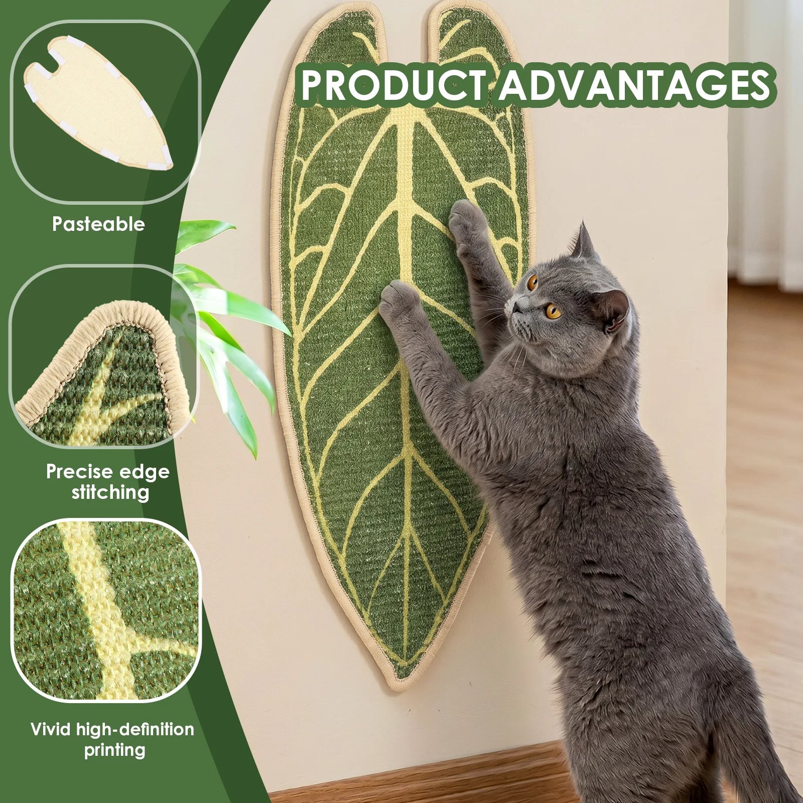 Tapete Arranhador para Gatos de Sisal Natural Formato Folha - Image 3
