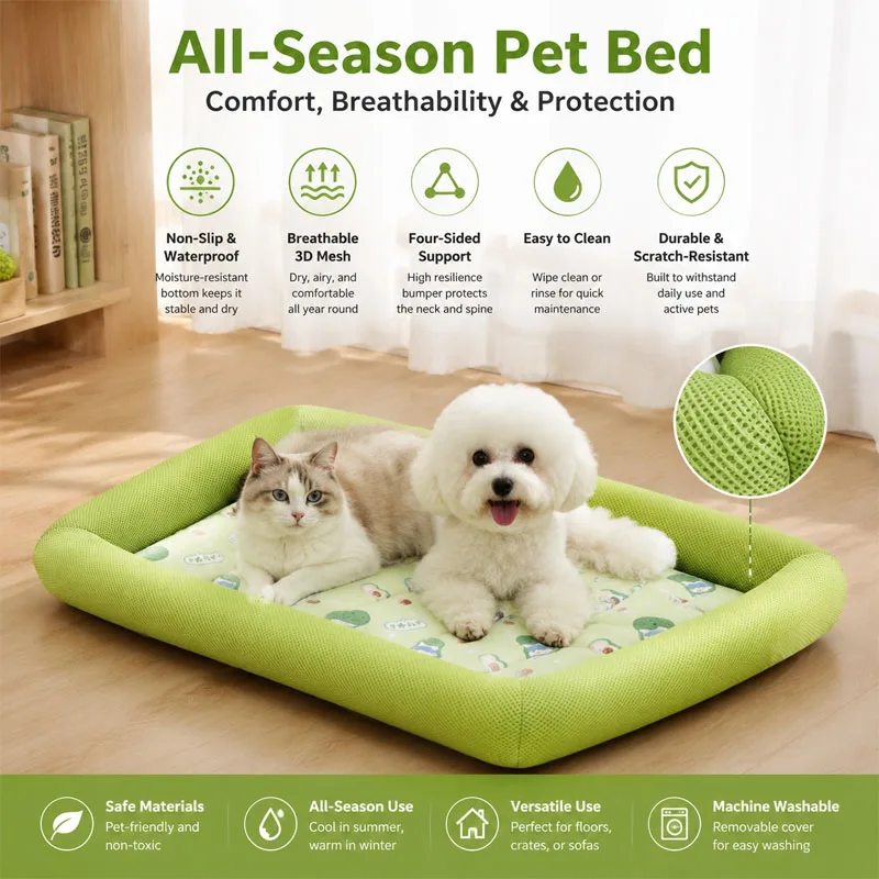 Cama Refrescante para Cães e Gatos de Malha 3D com Base Antiderrapante - Imagem 2