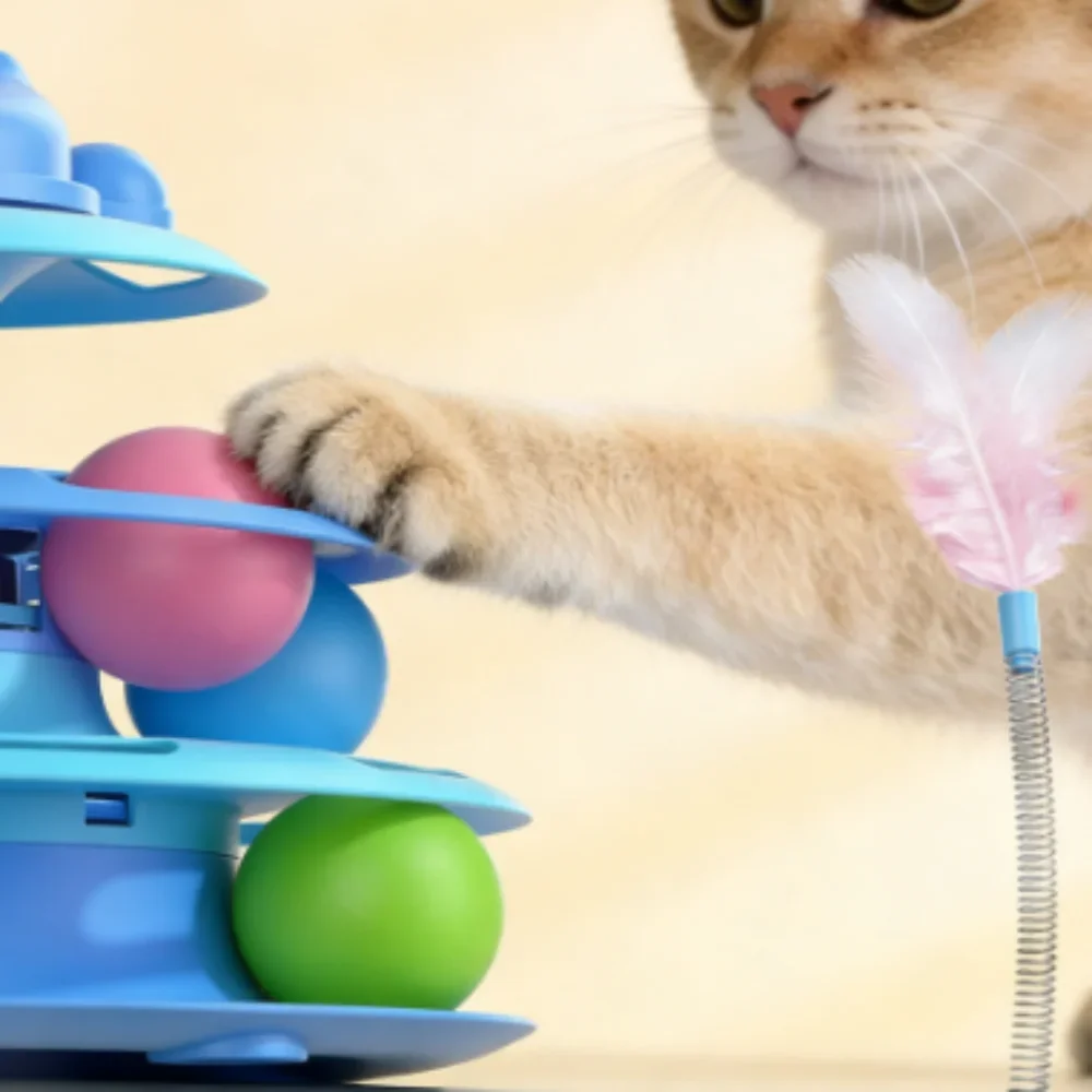 Brinquedo Interativo para Gatos Torre com Bolas Rolantes - Imagem 3