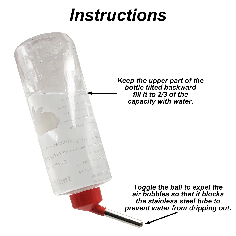Garrafa de Água Automática para Coelhos 1000ml Pendurável - Imagem 4
