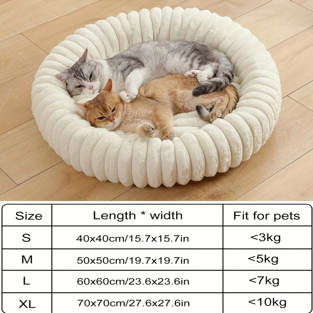 Cama Redonda para Gatos e Cães Pequenos de Pelúcia Antiderrapante - Imagem 3