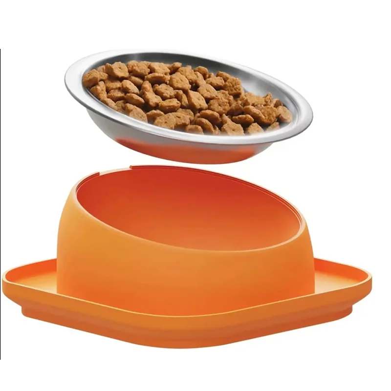 Tigela Inclinada para Gatos em Aço Inoxidável com Base Antiderrapante - Imagem 4