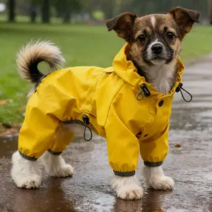 capa de chuva para cães amarela ajustável