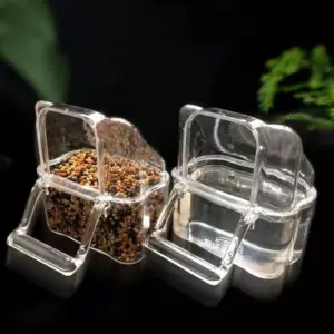 alimentador de pássaros transparente com escudo antirrespingo