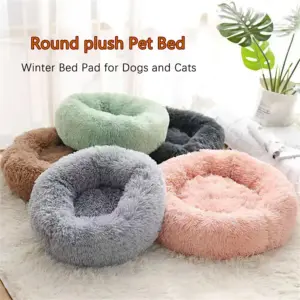 cama redonda de pelúcia para cães e gatos