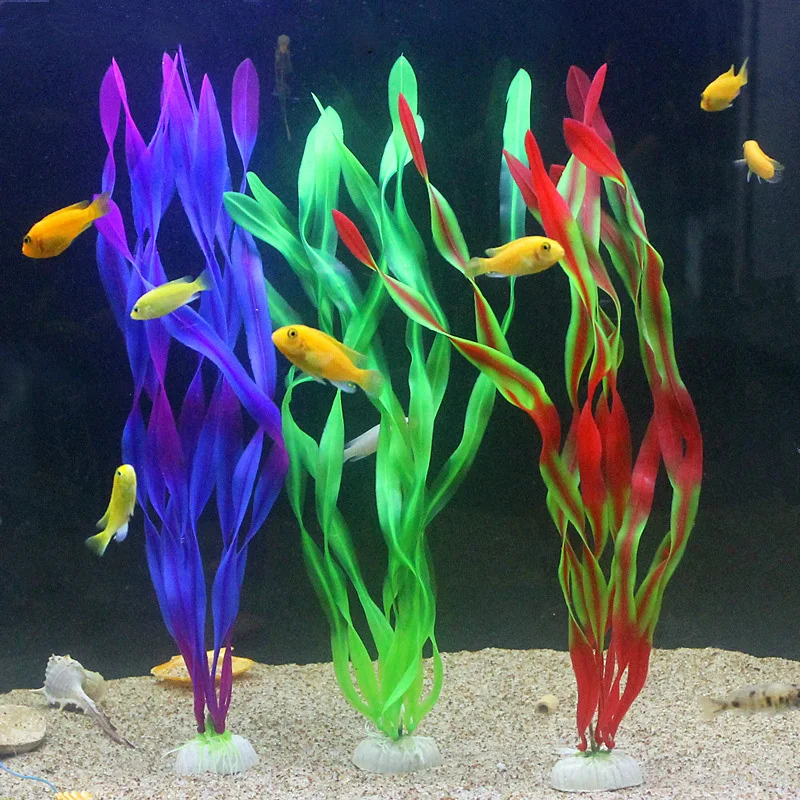 Plantas Artificiais para Aquário Plástico 5 ou 10 Peças com Base Cerâmica - Imagem 2