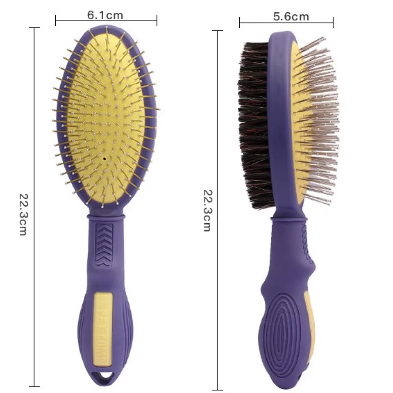 Escova Dupla Face para Cães com Cerdas Macias e Pinos para Remover Pelos - Imagem 6