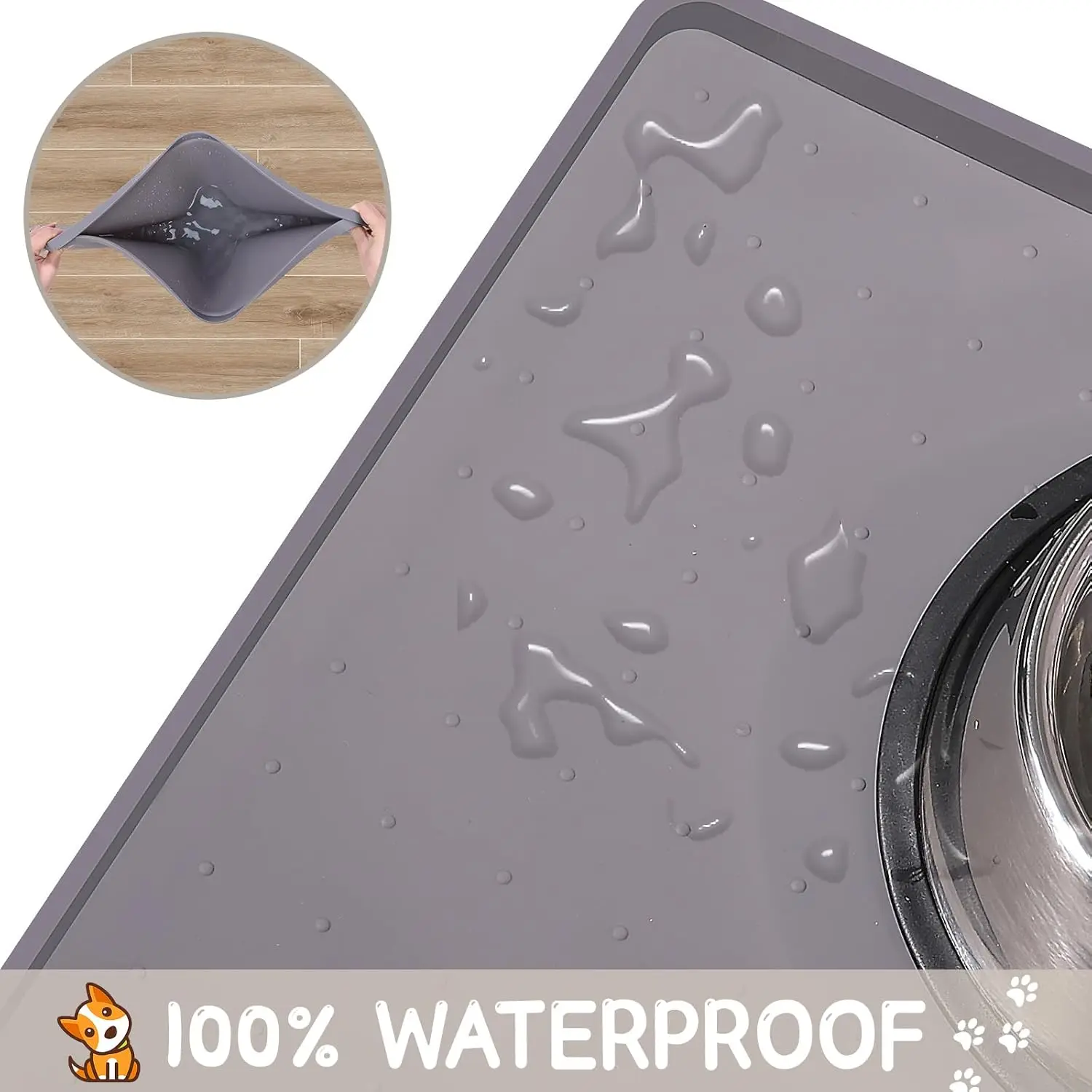 Tapete de Silicone para Comida de Gato e Cães com Borda Antiderrapante - Imagem 4