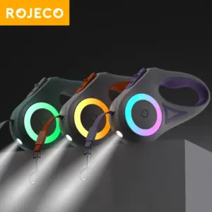 trela retrátil para cães com led