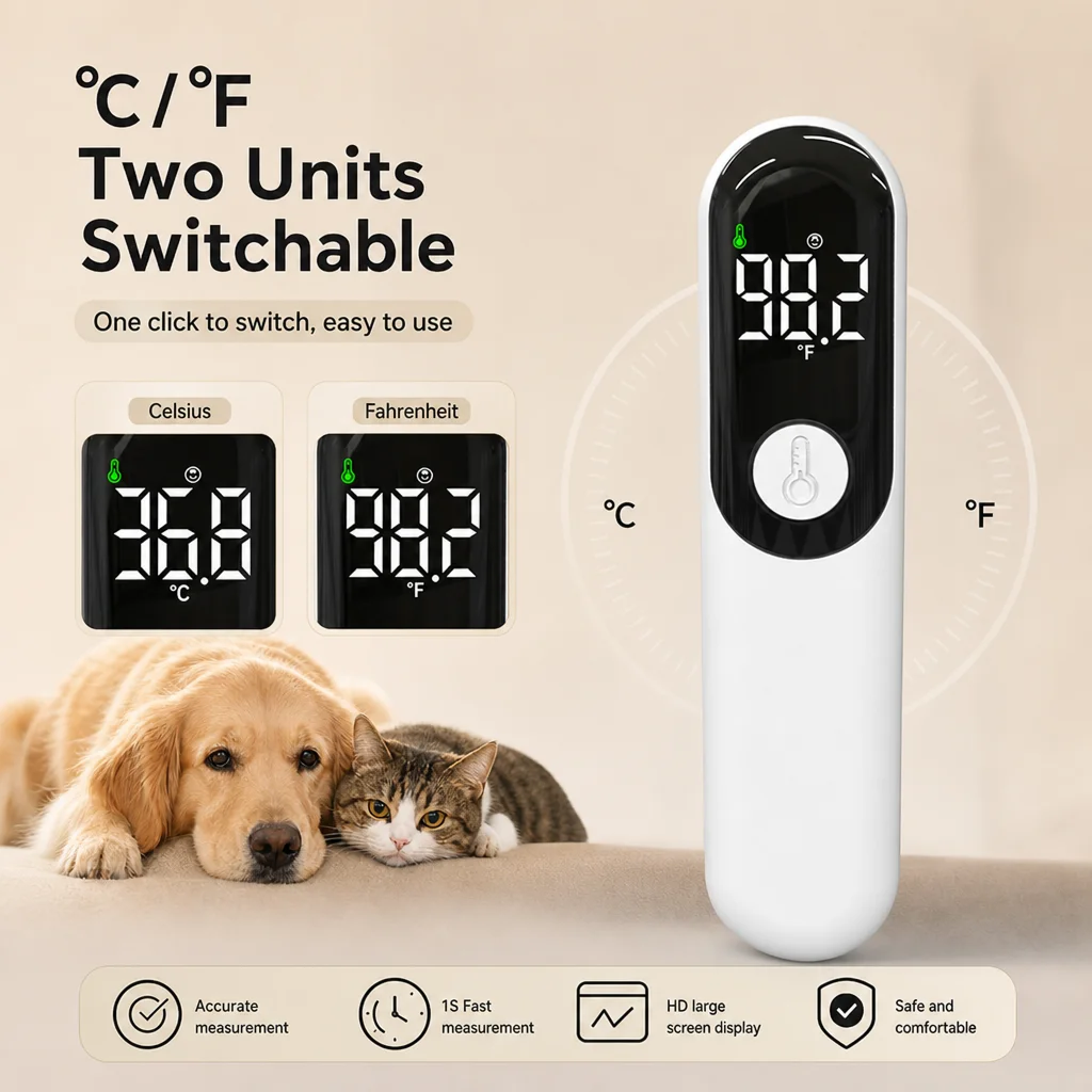 Termômetro JUSTLANG para Cães e Gatos com Display LED Recarregável USB - Imagem 6