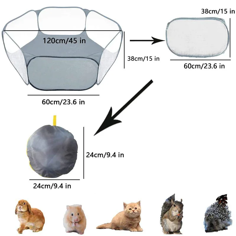 Cercadinho Portátil para Cães e Gatos Transparente Dobrável - Imagem 4