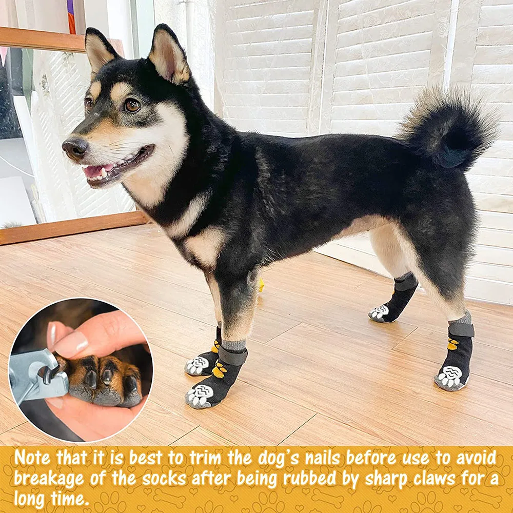 Meia Antiderrapante para Cães com Ajuste e Estampa de Patas - Image 4