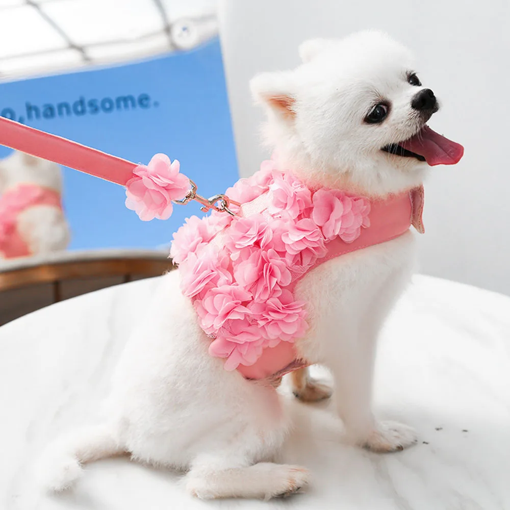 Coleira Peitoral Floral para Cães de Malha Ajustável - Imagem 2