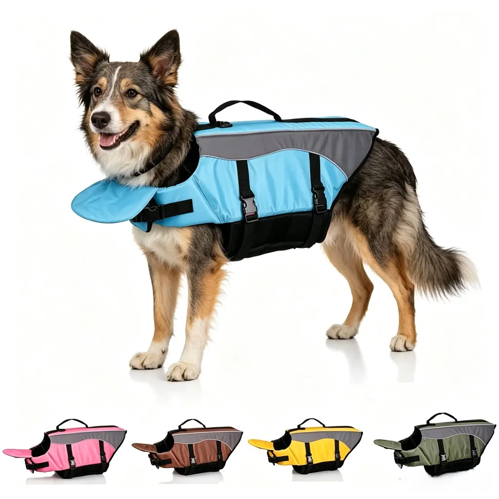 colete salva-vidas flutuante para cães ajustável