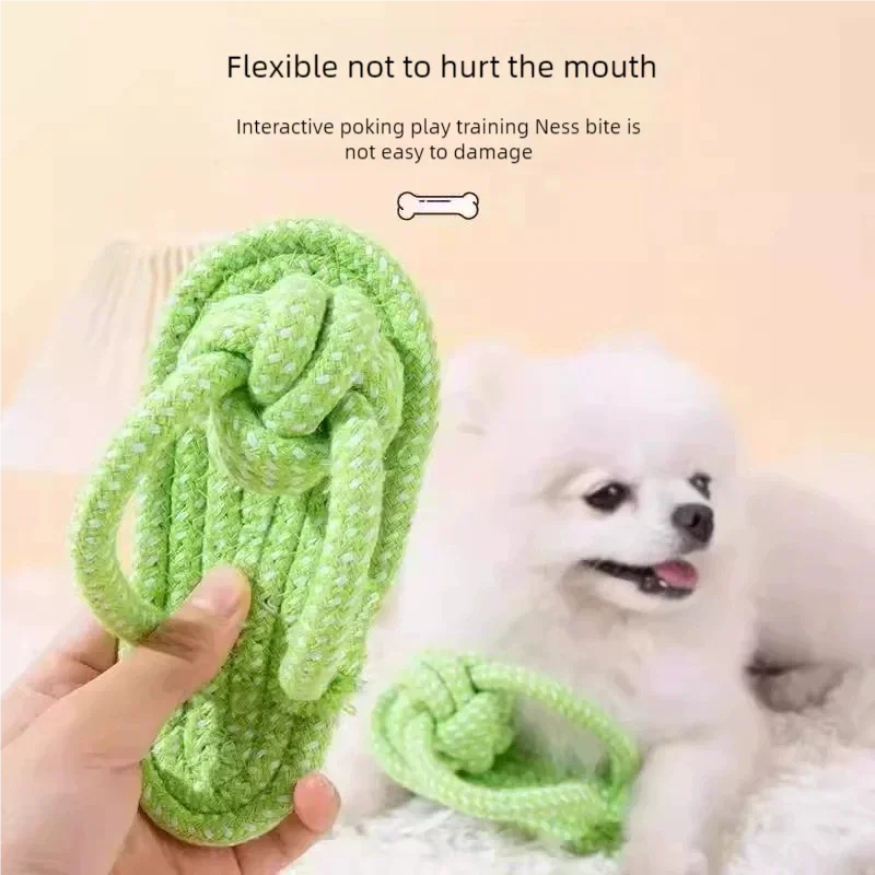 Brinquedo de Corda para Cães Pequenos de Algodão em Nó de Chinelo - Imagem 3