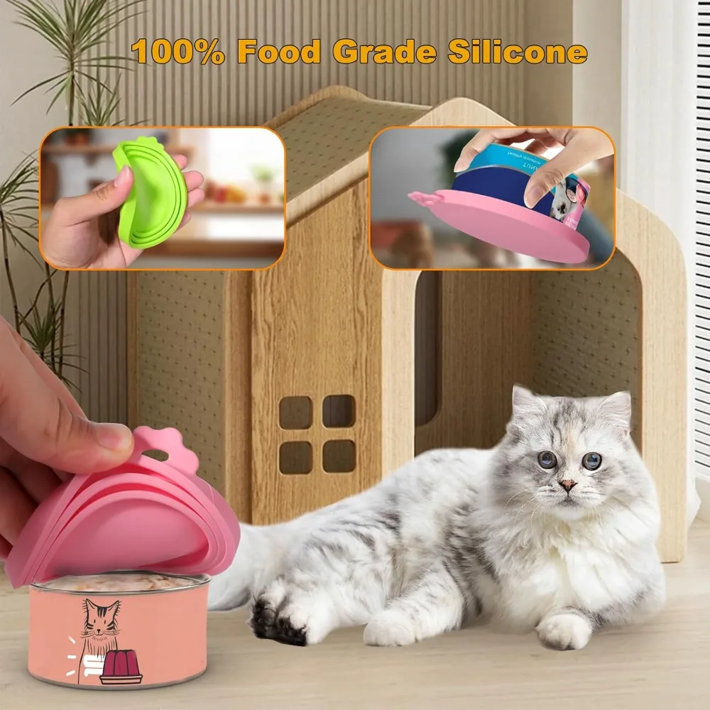 Tampas de Silicone para Latas de Ração com Colher Universal Reutilizáveis - Imagem 5