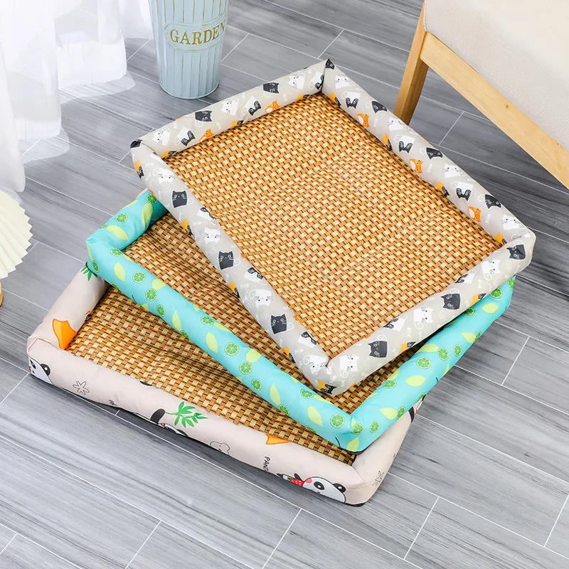 Tapete Cama para Gatos e Cães Pequenos de Rattan e Tecido - Imagem 2