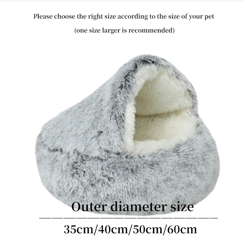 Cama Redonda para Gatos e Cães Pequenos de Pelúcia Macia - Image 2