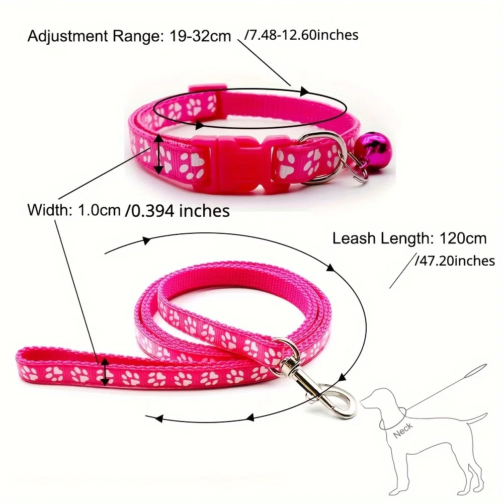 Coleira para Cães e Gatos com Estampa de Pata Ajustável 19-32 cm - Imagem 2