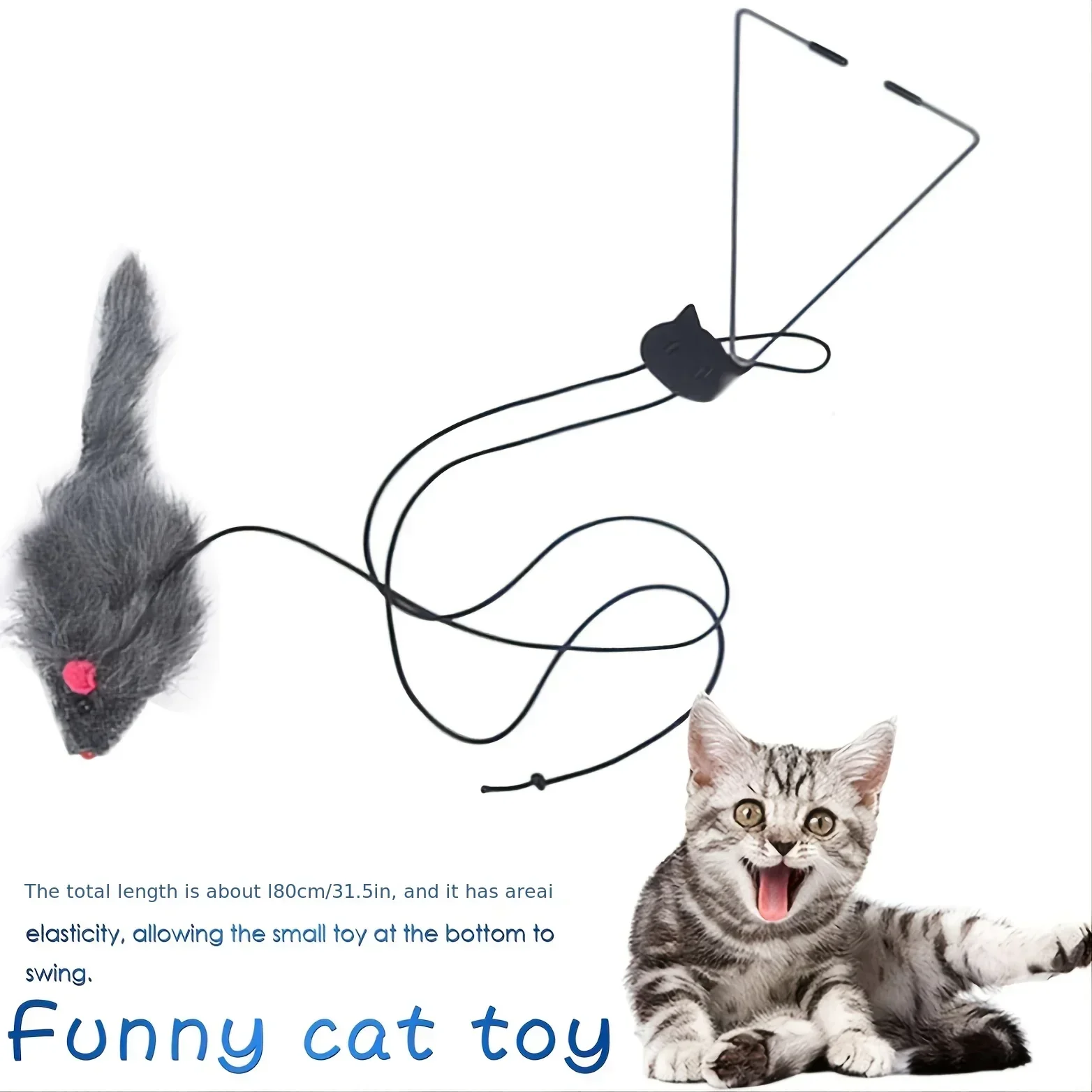 Brinquedo para Gatos de Pendurar na Porta Ajustável com Rato de Pelúcia - Imagem 3