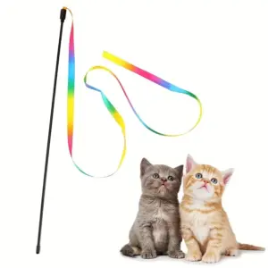 brinquedo varinha para gatos com fita