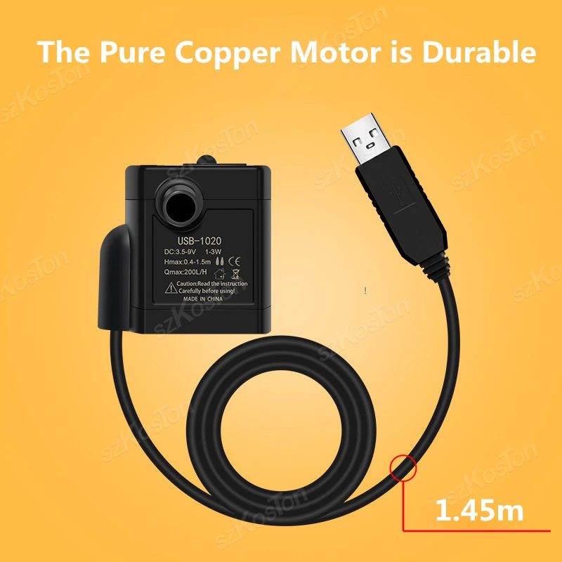 Bomba Submersível USB para Aquário 5V 200 L/H com Fluxo Ajustável - Imagem 4