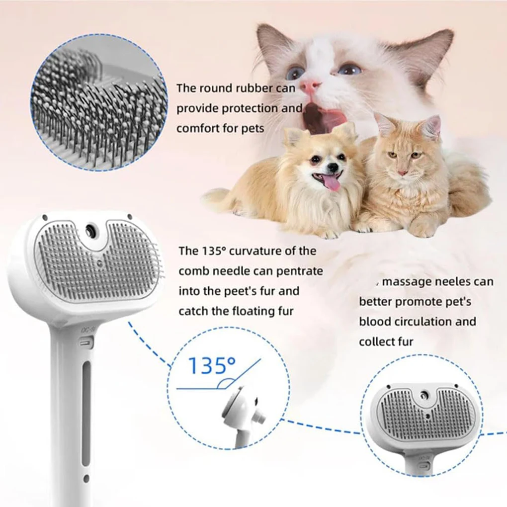 Escova a Vapor para Pets 3 em 1 Recarregável USB para Cães e Gatos - Imagem 5