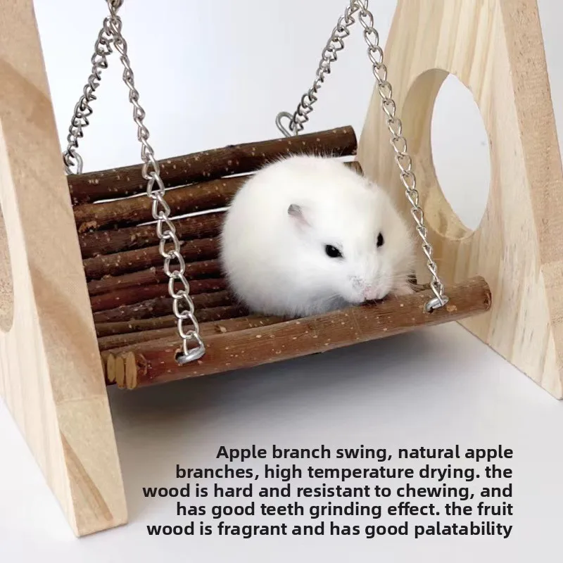 Balanço de Madeira para Hamster com Brinquedo de Mastigar Triangular - Imagem 6