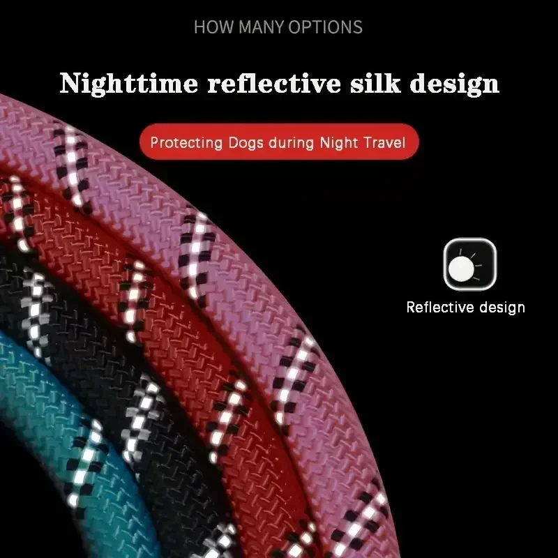 Coleira Refletiva para Cães de Nylon com Alça Acolchoada para Passeios Noturnos - Imagem 6