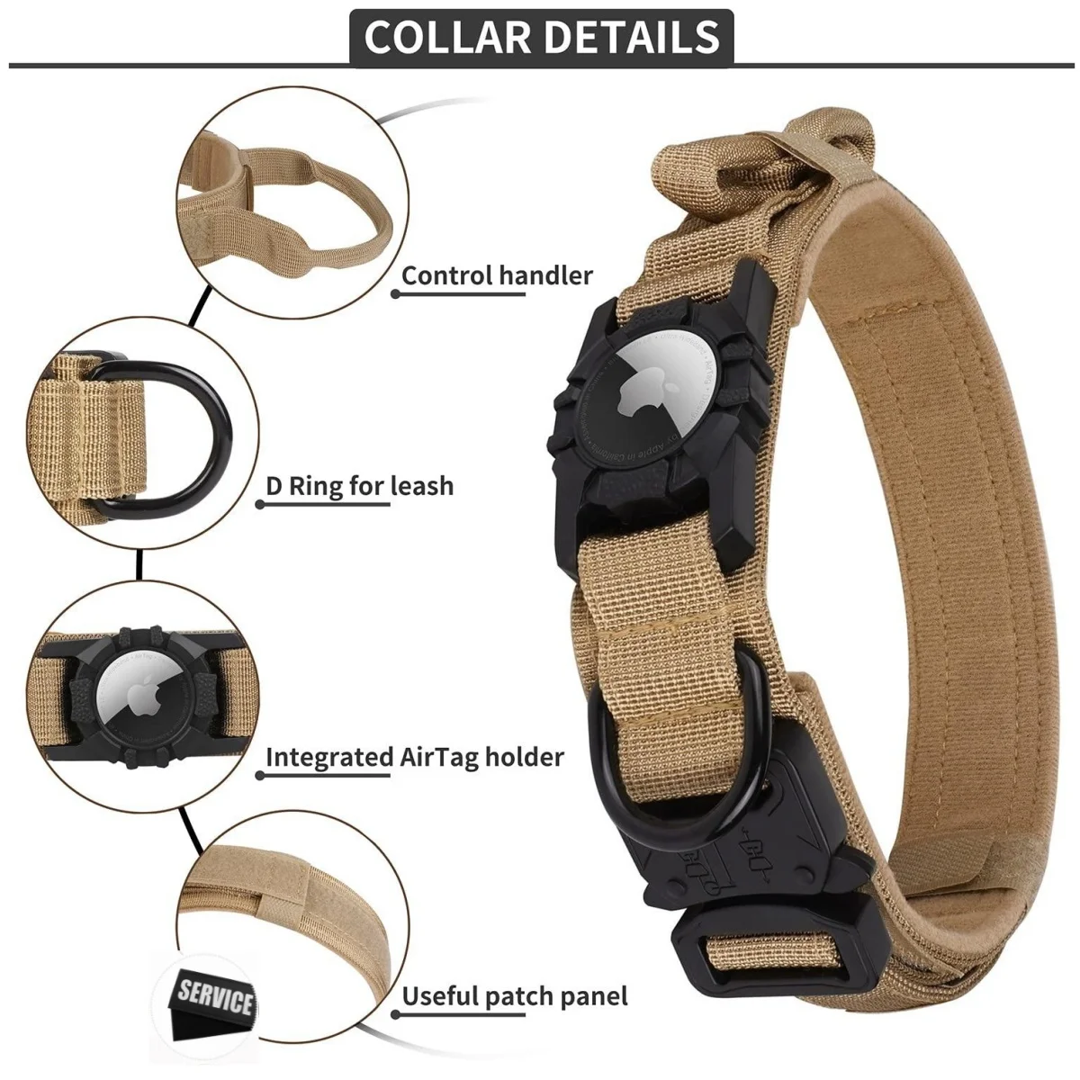 Coleira Tática para Cães Ajustável com Fivela de Metal - Imagem 4