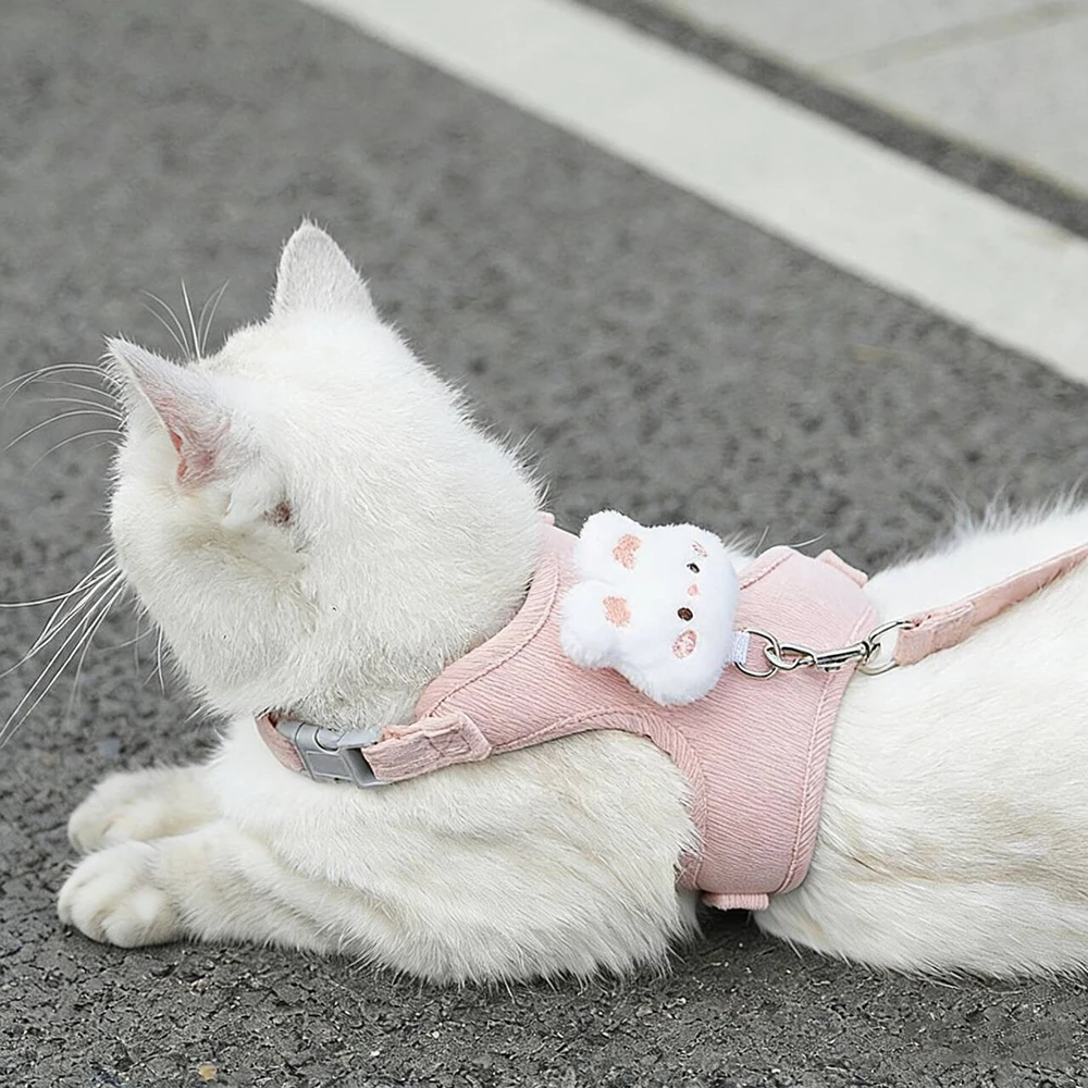 Coleira e Arnês Ajustável para Cães Pequenos e Gatos com Desenho Animado - Imagem 3