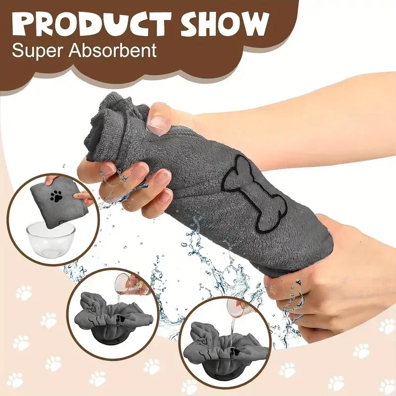 Toalha de Banho para Cães e Gatos de Secagem Rápida e Absorvente - Imagem 5