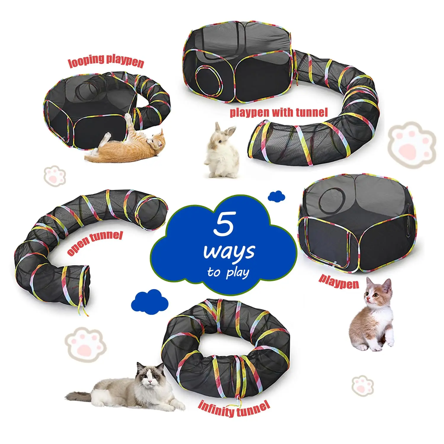 Barraca Portátil para Gatos com Túnel de 315 cm e Bolsa de Transporte - Imagem 3