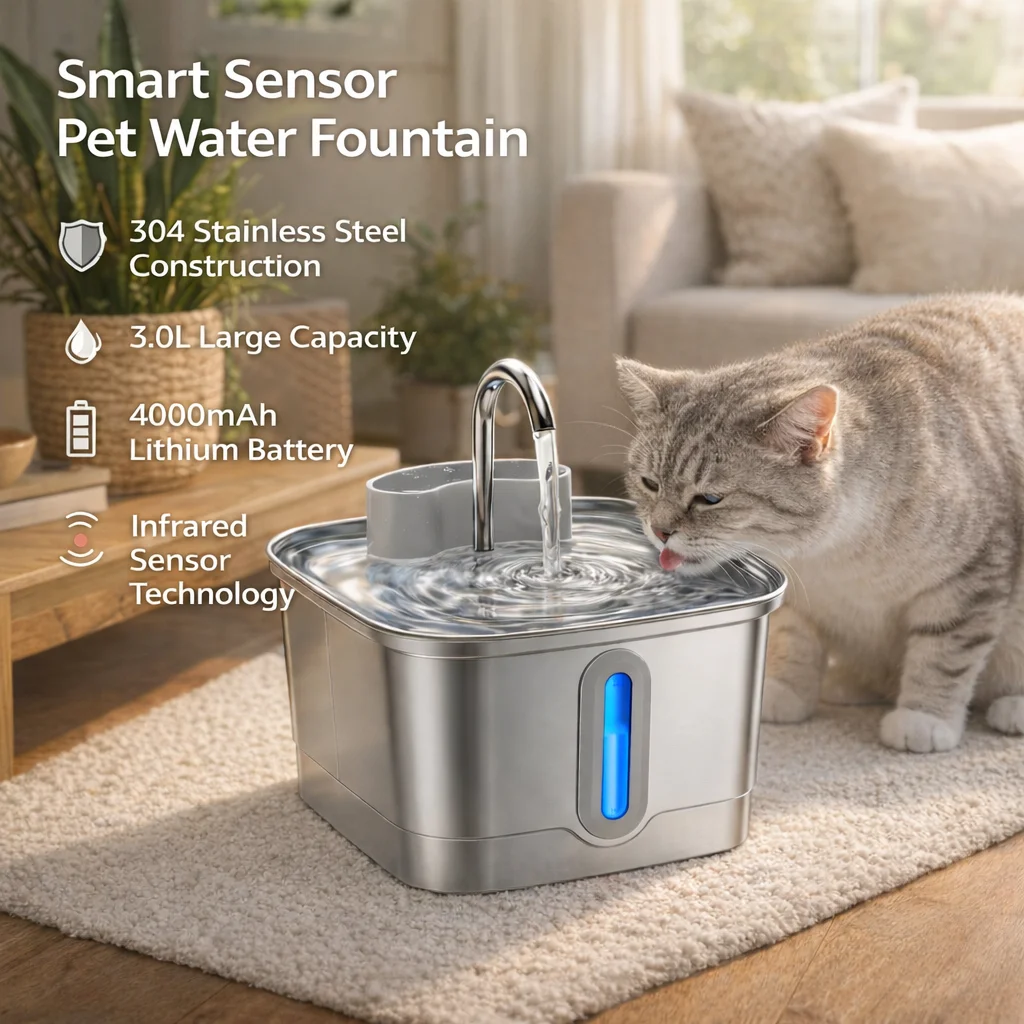 Fonte de Água para Gatos 3 L Inox com Bateria Recarregável - Imagem 2