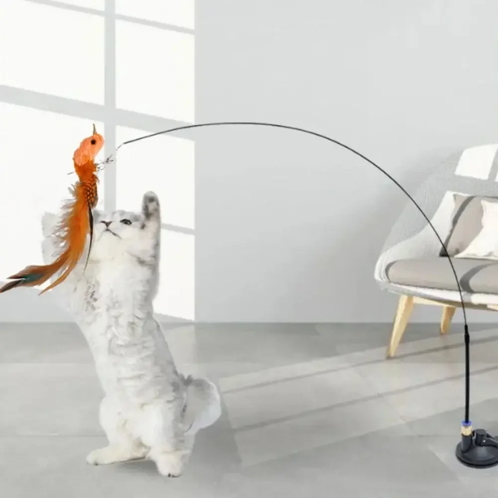 Brinquedo para Gatos com Pena e Ventosa para Fixar - Imagem 2
