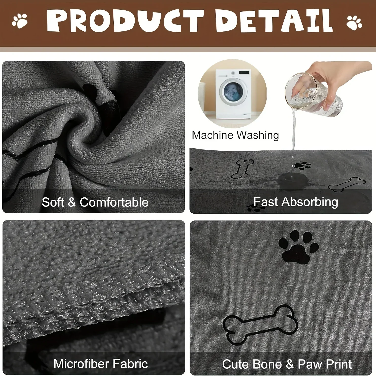Toalha de Banho para Cães e Gatos de Secagem Rápida e Absorvente - Imagem 4