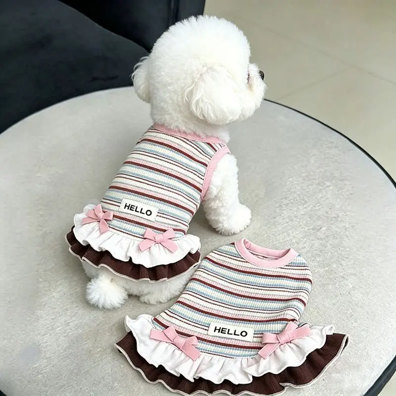 Vestido Listrado para Cães e Gatos de 7kg a 9kg, Estilo Confortável - Image 6